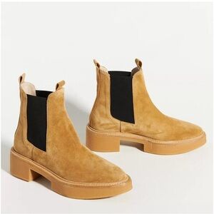 Freda Salvador Celia Suede Camel Chelsea Lug Platform Boots Size 9